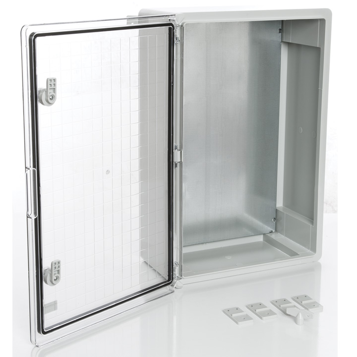 картинка PP3018; Пластиковый шкаф с монт. панелью, IP65. УХЛ1., 400х600х200, прозрачная дверца от магазина