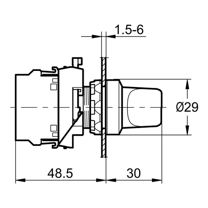 картинка PB0-AK133M5; Переключатель с подсветкой, с фиксацией, 3 положения 1-0-2, 2NO. AC 230 В. (Зеленый) от магазина