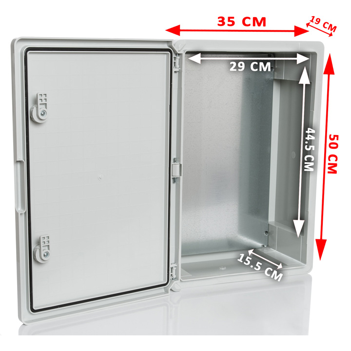 картинка PP3006; Пластиковый шкаф с монт. панелью, IP65. УХЛ1., 350х500х190, непрозрачная дверца от магазина