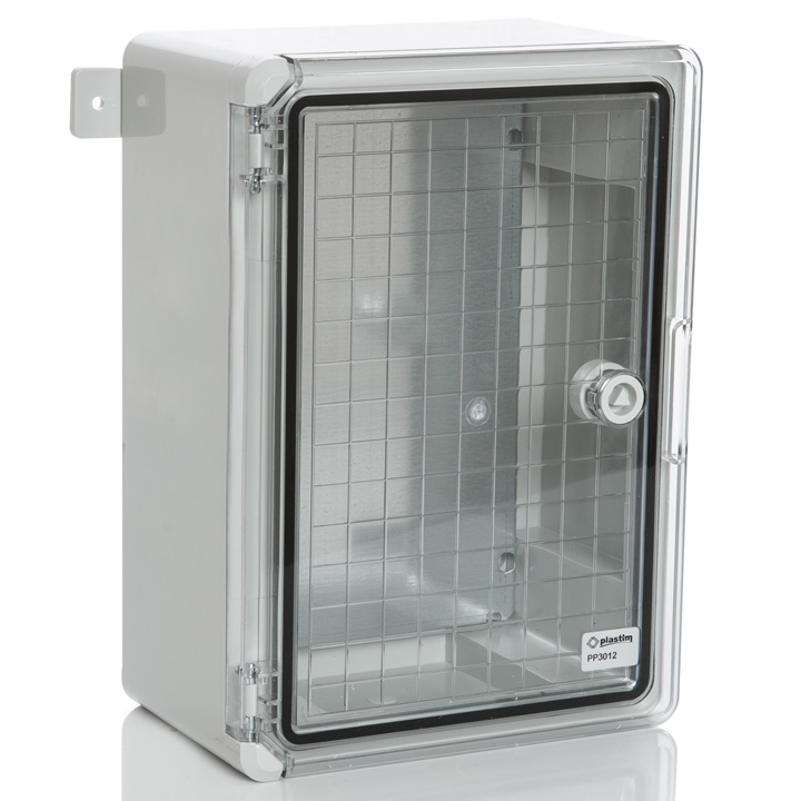 картинка PP3012; Пластиковый шкаф с монт. панелью, IP65. УХЛ1., 250х350х150, прозрачная дверца от магазина